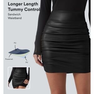 High Waisted Tummy Control Ruched Curved Hem 2-in-1 Fleece